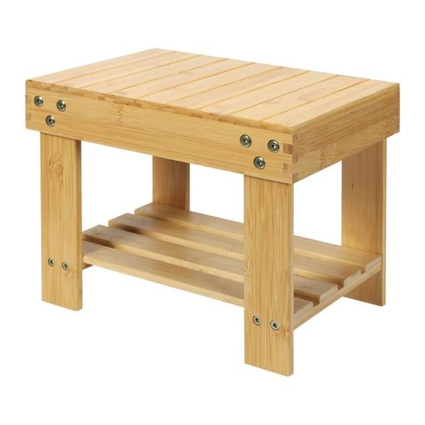 Levede Step Stool Seat Bamboo Multi Purpose with Storage Shelf Home Shop Kids