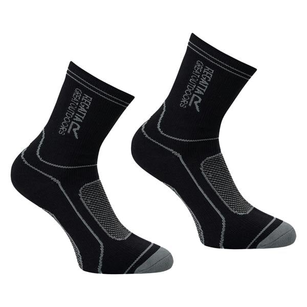 Regatta Unisex Adult Waterproof Crew Socks - Black/Granite
