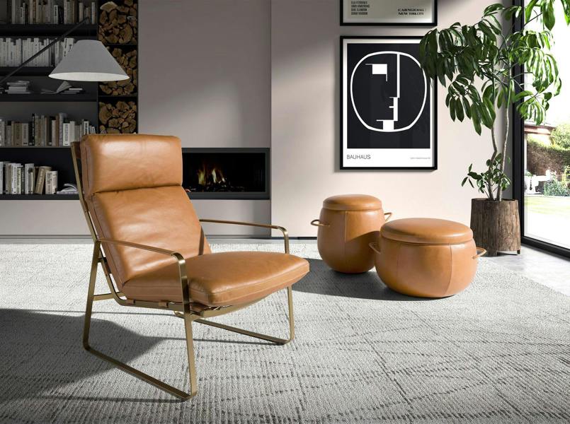 Angel Cerdá Camel leather pouffe 5171