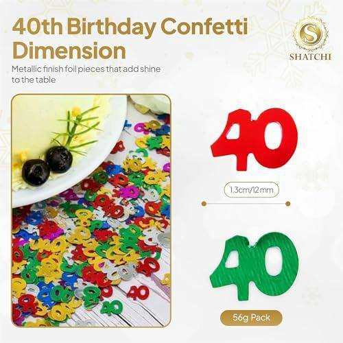 40th Birthday Multicolour Foil Confetti Pack | 1, 2 or 4 Packs for Party Tables image 1