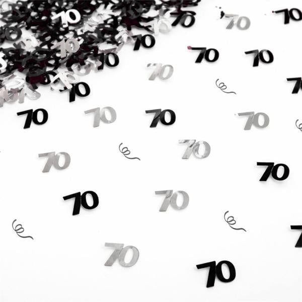 70th Birthday Black and Silver Metallic Confetti Decoration Set for Table Styling image 6