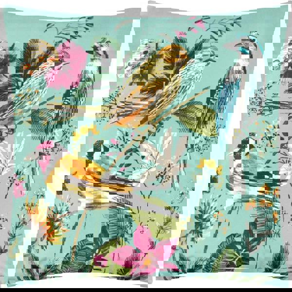 Wylder Nature Midnight Garden Birds Outdoor Cushion Cover - Aqua