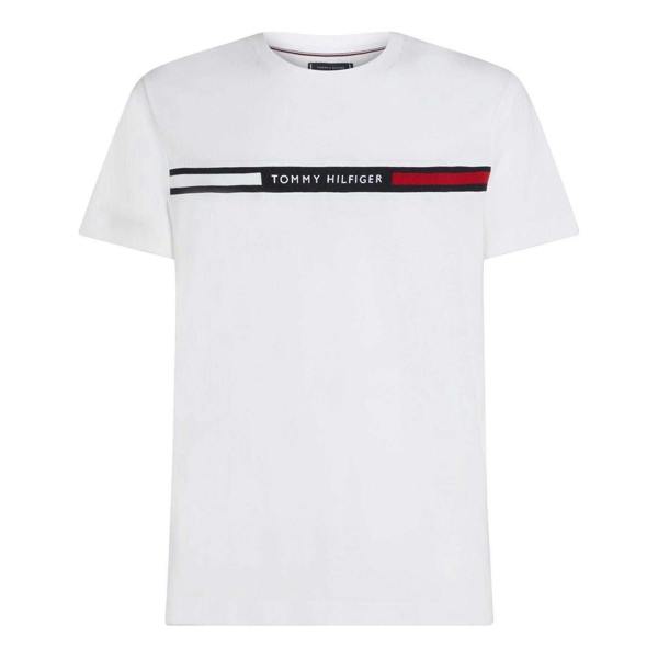 Tommy Hilfiger Mens Panel Cotton Branded Tape Regular T-Shirt - White - 