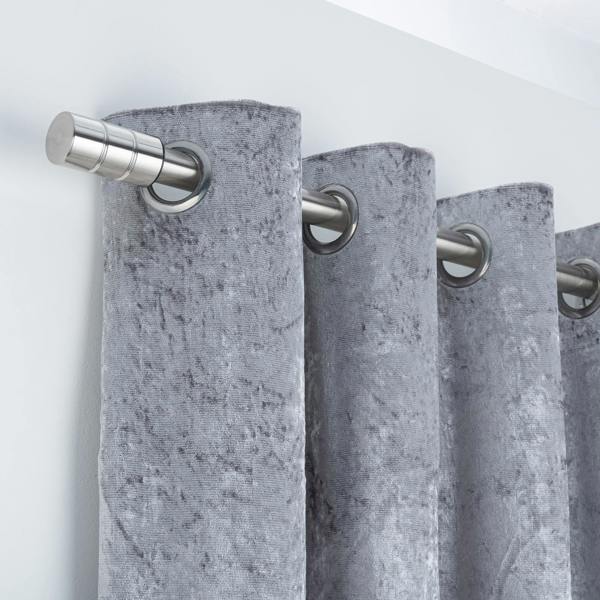 A.Unique Home Plain Barrel Extendable Curtain Pole (25/28mm) (Brushed Steel,70cm - 120cm)