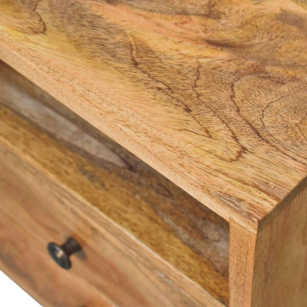 Wyld Haus Parma Mini Oak Mango Wood Classic Open Bedside Table 2 Drawers and Shelf