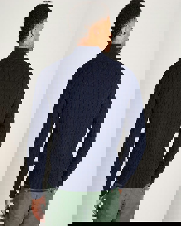 Tommy Hilfiger Classic Cotton Cable Mens Half Zip Mock Sweatshirt - Desert Sky