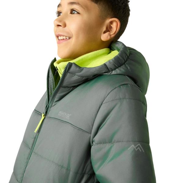 Regatta Childrens/Kids Lofthouse Plain Padded Jacket - Dark Forest Green/Wild Lime - 