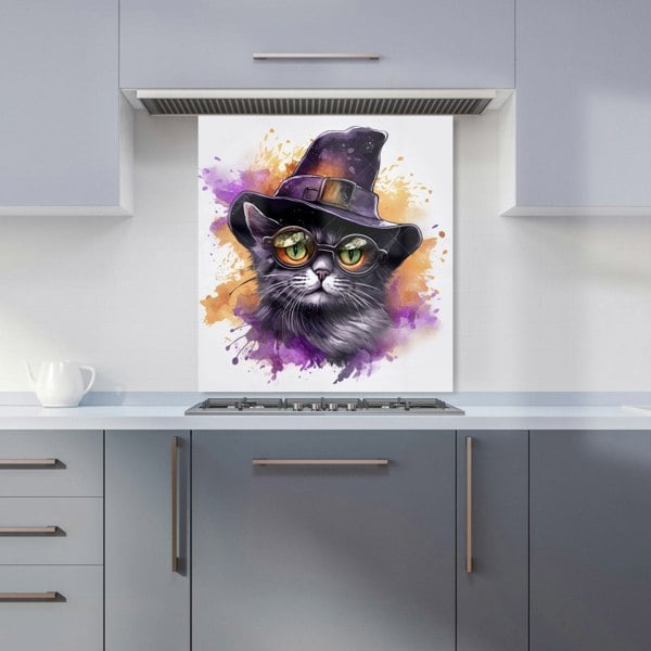 Warren Reed - Designer Splashart Longhaired Witches Cat Kitchen Splashback