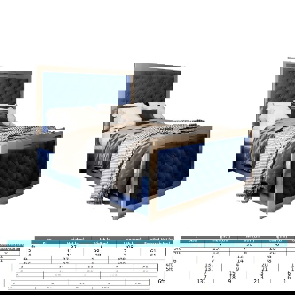 Casa Magna Maddison Upholstered Soft Velvet Metal Bed Frame - Blue