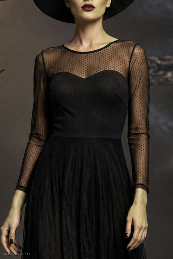 Goddiva Long Sleeve Maxi Dress Elphaba-Inspired Halloween Costume - Black by Goddiva