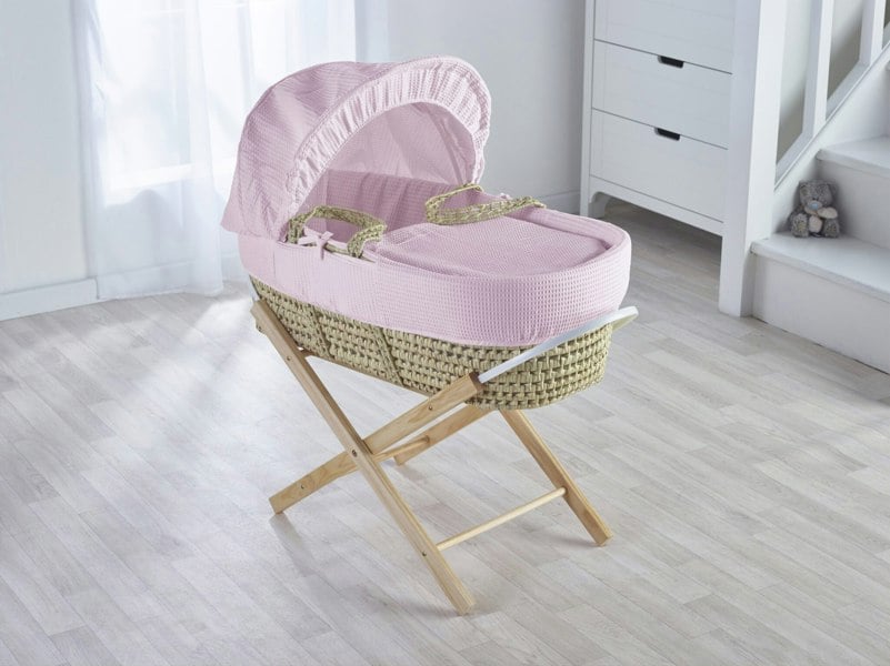 Kinder Valley Pink Waffle Moses Basket Bedding Set