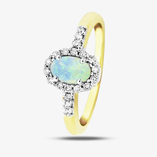 T. H. Baker 9ct Opal and Diamond Cluster Ring DOR341