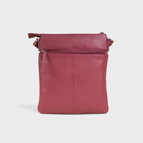 Assots London 'AMBA' Carmine Pink Soft Nappa Full Grain Real Leather Crossbody Bag