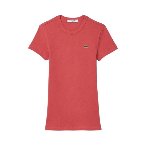 Lacoste Womens/Ladies Ribbed Slim T-Shirt - Red