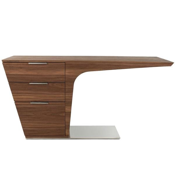 Angel Cerdá Walnut desk with chrome-plated steel base 3012