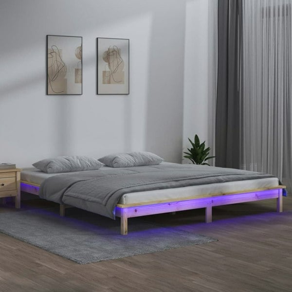 Berkfield LED Bed Frame 140x200 cm Solid Wood
