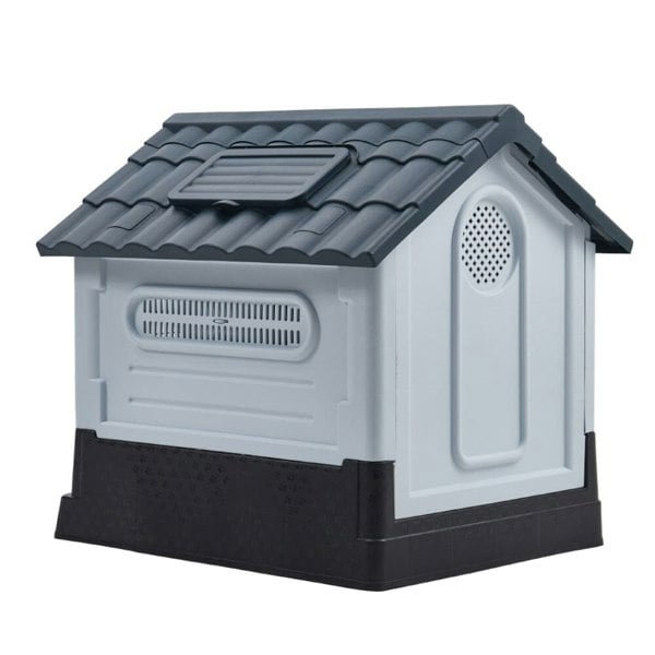 Weatherproof Plastic Dog House Kennel with Skylight and Door Dog Houses Living and Home
