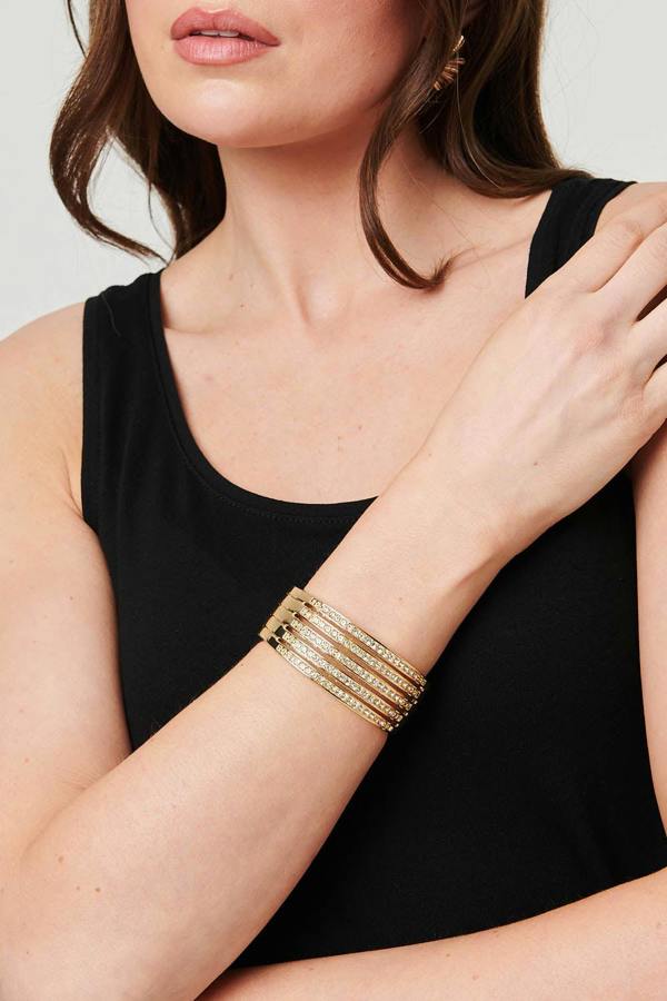 Gold | Crystal Multi Row Metallic Bracelet