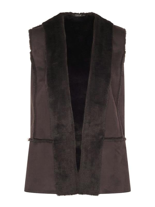 TIGI Suedette And Faux-fur Gilet