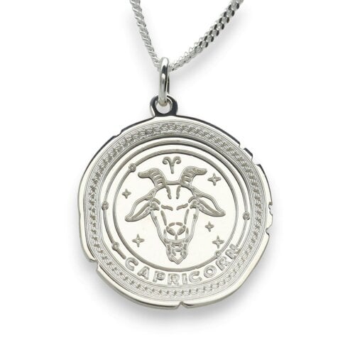 Christopher James of London Sterling Silver Zodiac Necklace Engraved Star Sign Pendant with Optional Engraving