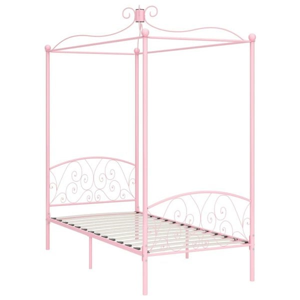 Berkfield Canopy Bed Frame Pink Metal 100x200 cm