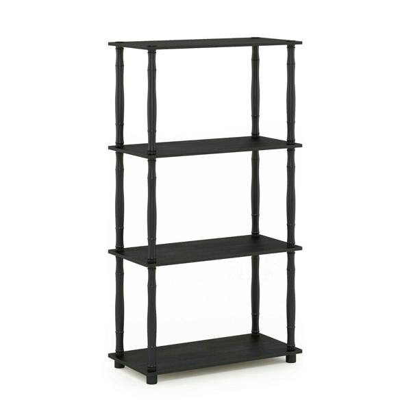 WALPLUS Sturdy Turn-N-Tube 4-Tier Multipurpose Shelf Display Rack with Classic Tubes, Americano/Black for Home Office