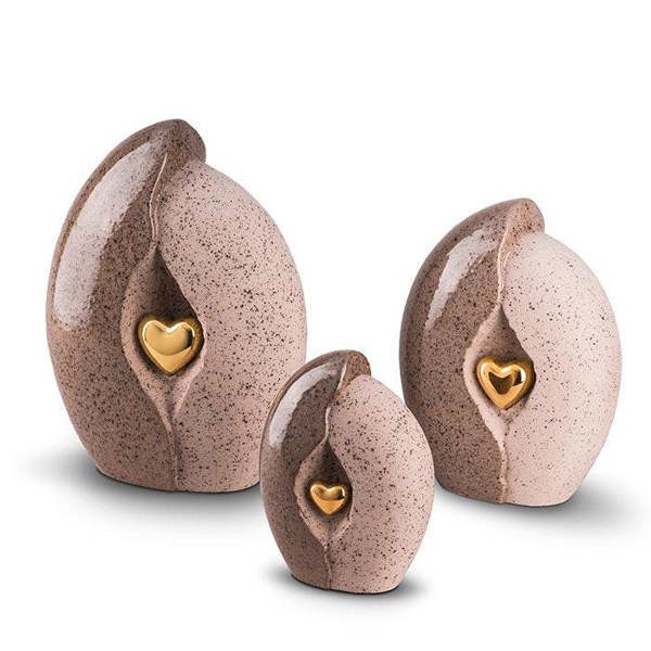 Memorials Direct Ceramic Urn (Natural with Gold Heart)