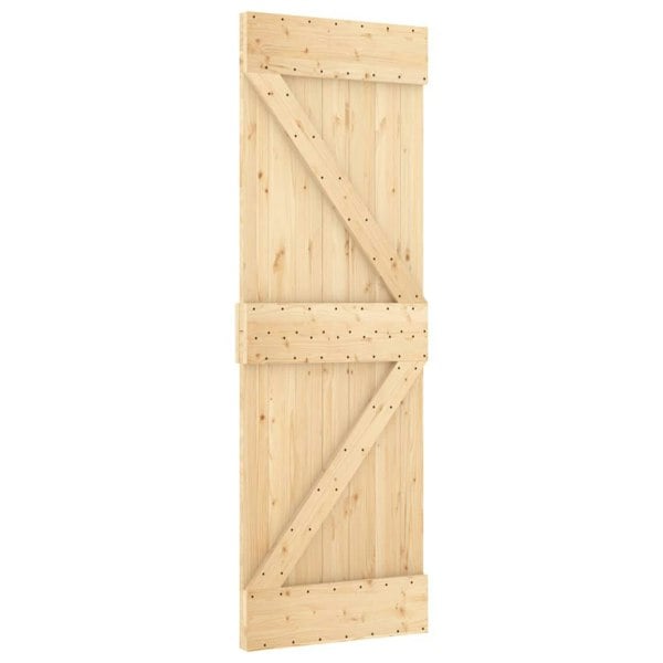 Berkfield Sliding Door with Hardware Set 70x210 cm Solid Wood Pine