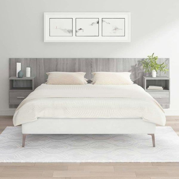 Berkfield Bed Headboard with Cabinets Grey Sonoma Engineered Wood