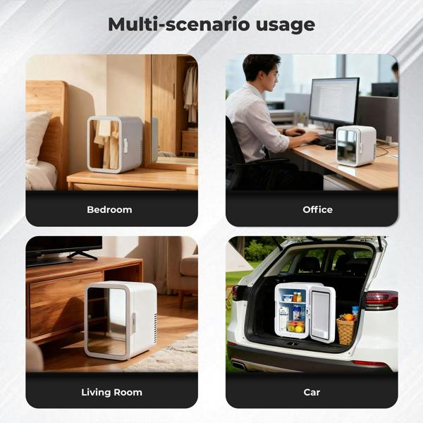 Spector Mini Fridge Portable Cooler Warmer with Mirror 5L for Bedroom Office Car