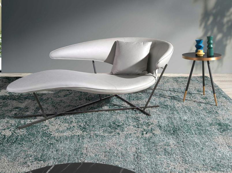 Angel Cerdá Round Corner Table in Porcelain Marble and Black Steel 2069
