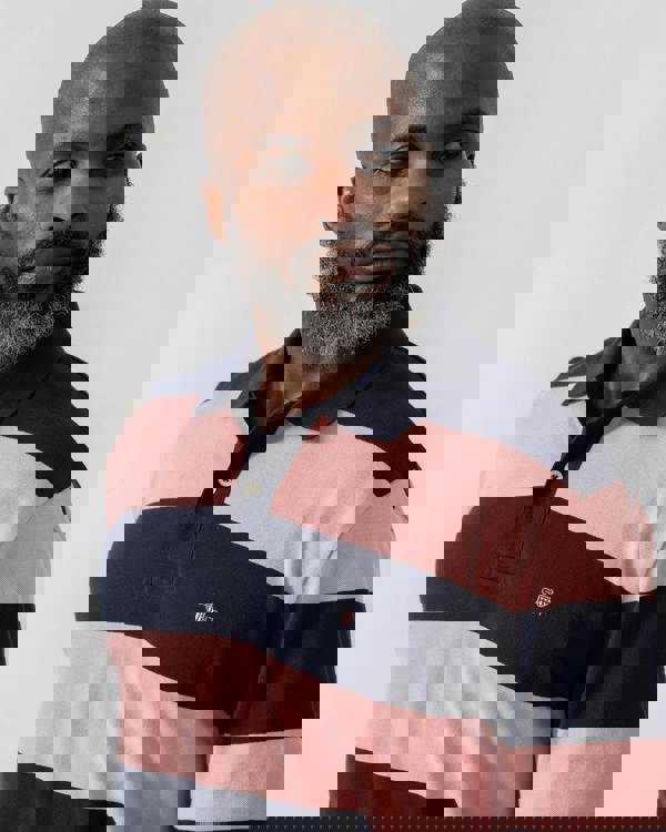 GANT Mens Block Stripe Polo - 671 Bubblegum Pink