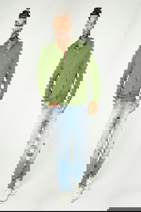 Green Zip Through Varsity Bomber Jacket