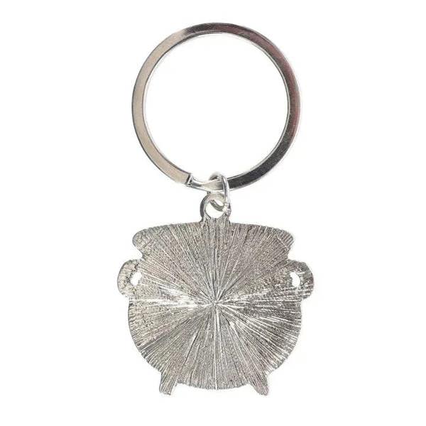 Silver textured shell-shaped keyring charm attached to metal ring