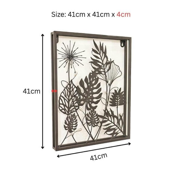 EDH Door Hardware Square Floral 3D Wall Décor – 41 x 41 x 4 CM | Handcrafted Metal Flower Art | Elegant Indoor & Outdoor