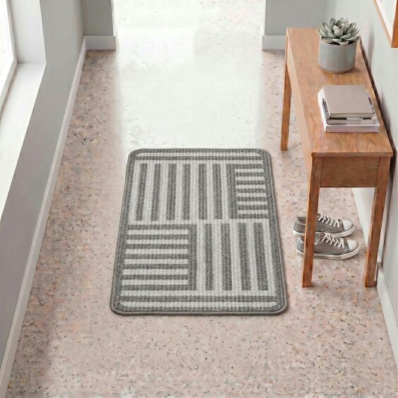 JVL Fiora Machine Washable Indoor Mat - 44 x 75cm - Skyline Strata
