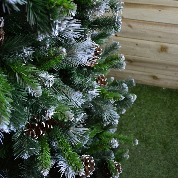 Samuel Alexander 7ft (2.1m) Frosted Glacier Pine Snow Tipped Christmas Tree with Pinecones and 956 Tips