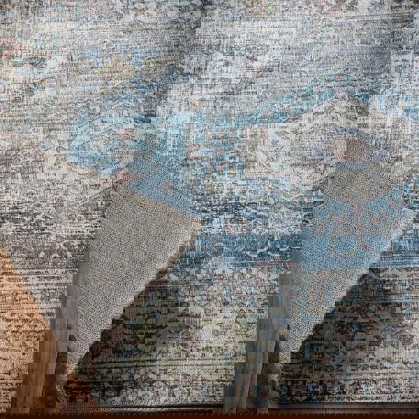 The Rugs Eco-Washable Grey Blue Green Vintage Rug |Stylish & Practical
