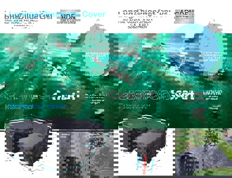 Coverit Lounge Dining Cover 255/205cm x 73cm x H80cm, & 152cm x 82cm x H65cm