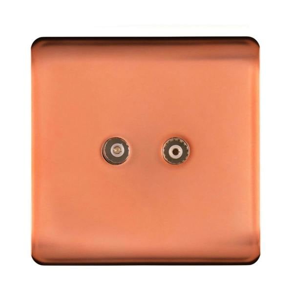 Trendi Switch 2 Gang Female Co-Axial Television Socket in Copper