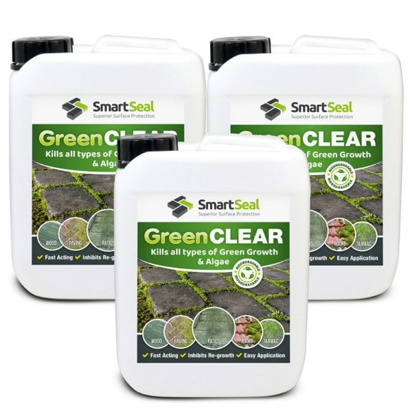 Smartseal Green Clear Moss, Mould, Lichen & Black Algae Remover - 15 Litres (3x5L)