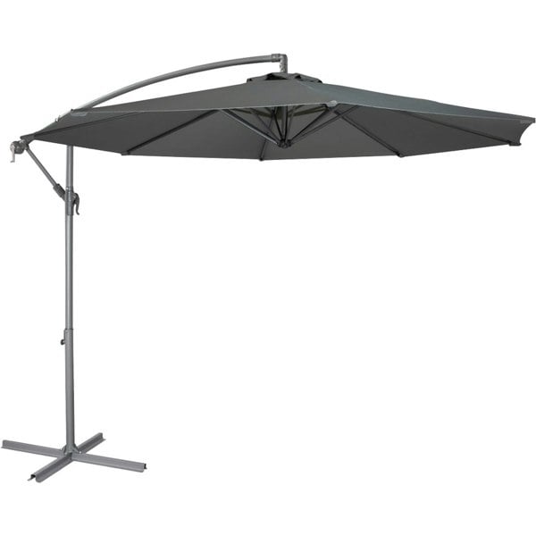 Easy Open 3m Banana Parasol Grey - Garden Dining Umbrella Patio Cover Canopy