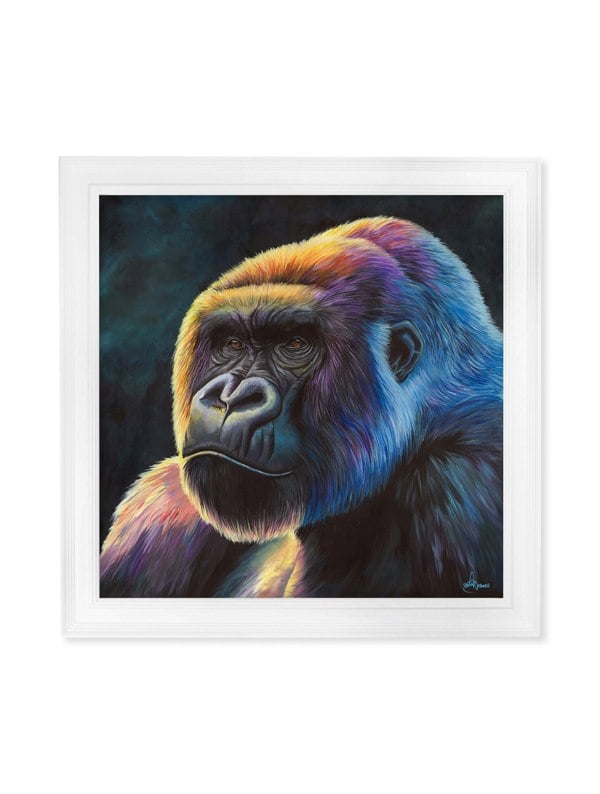 Exceptional Art Gorilla Print 'Power' by Amy Ansell - Strong White Square Frame