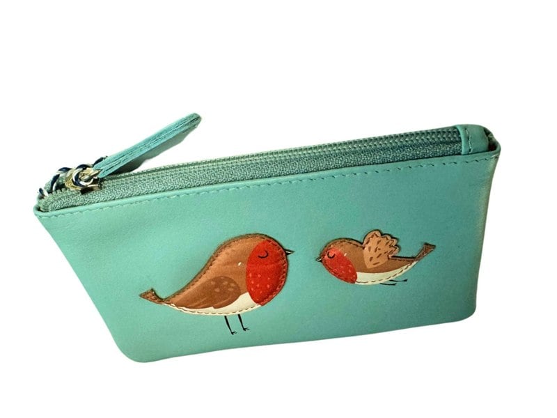 Mala Leather Pinky Robins Bird Leather Coin Purse