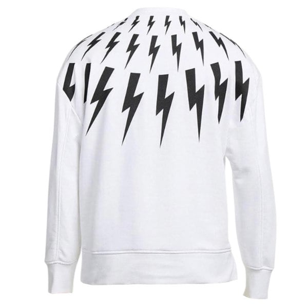 Neil Barrett Fair Isle Thunderbolt Oversize White Sweatshirt