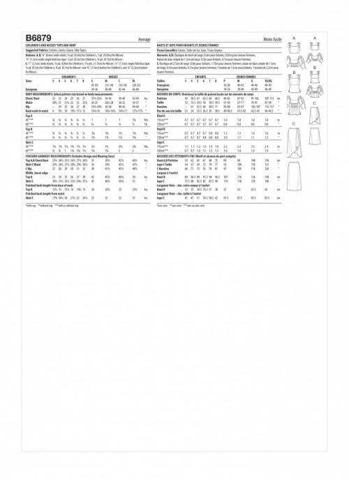 Butterick Sewing Pattern 6879, Tops, Skirts for Women, A (3-8 / S-XL) - Intermediate