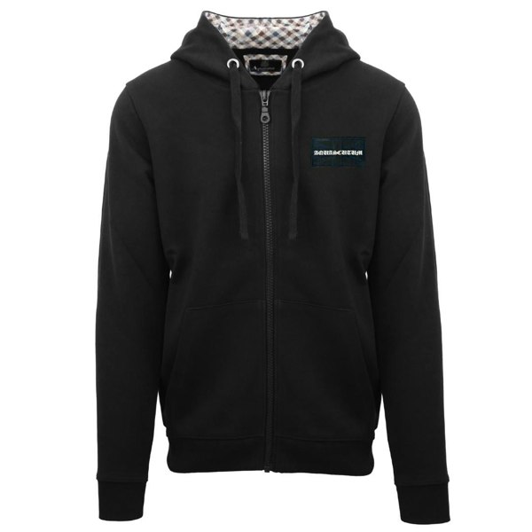 Aquascutum Box Gothic Logo Zip-Up Hoodie - Black