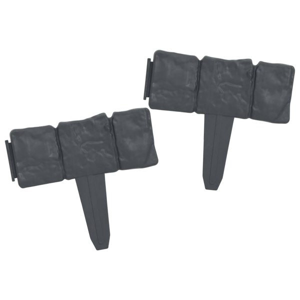 Berkfield Lawn Fence Stone Look 41 pcs Plastic 10 m