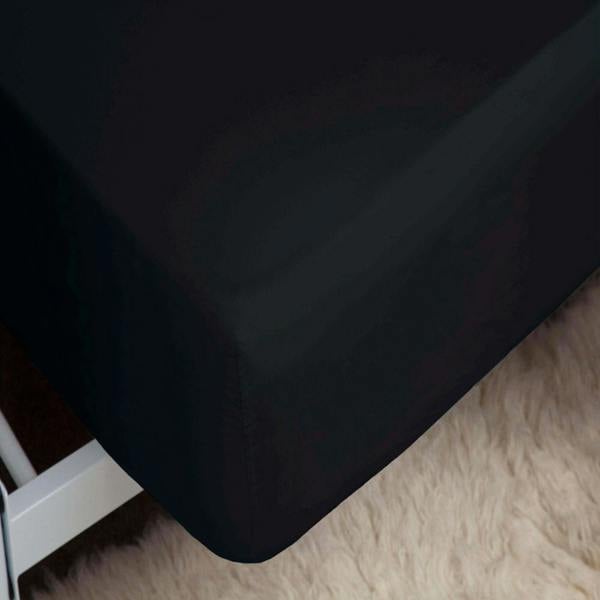 Belledorm 200TC Egyptian Cotton Fitted Bed Sheet (Deep 12in Fit) - Black - 