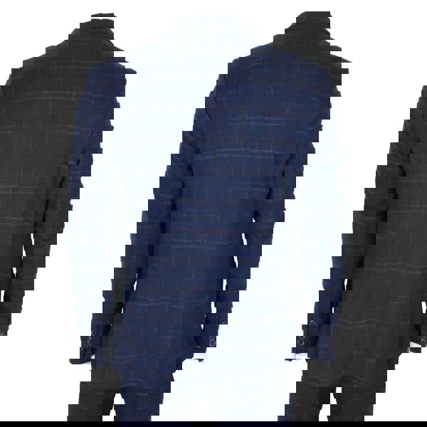 TruClothing TP-34 - Men's 3 Piece Navy Plaid Check Tailored Fit Suit